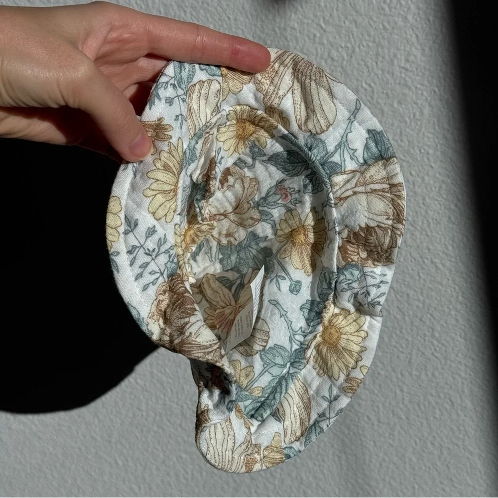 Rabbit + Bear Organic Baby Floral Sun Hat 0–3 Mon Organic Cotton Coastal Resort